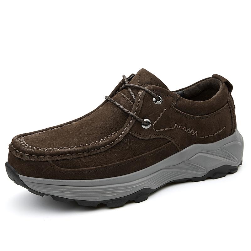 Fashion Genuine Leather Mens Casual Shoes Non-Slip Lace-Up Hiking Shoes Sneakers New Fashion Male Treking Footwear Comfortable Trainers