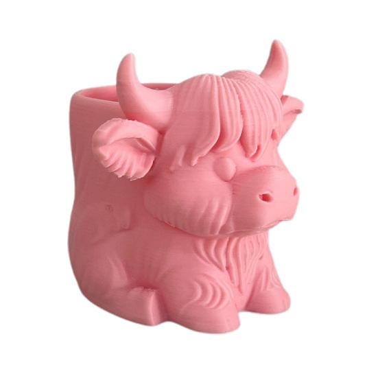 Highland Cow Pen Holder Cute Desk Organizer for Office Dorm Home Multipurpose Makeup Brush Cup Farmhouse Vanity Accessory Gift for Cow Lovers