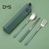 Travel Utensil Set Stainless Steel Fork And Spoon with Case Portable Tableware Set Smooth Edge Flatware Set for Office School Camping