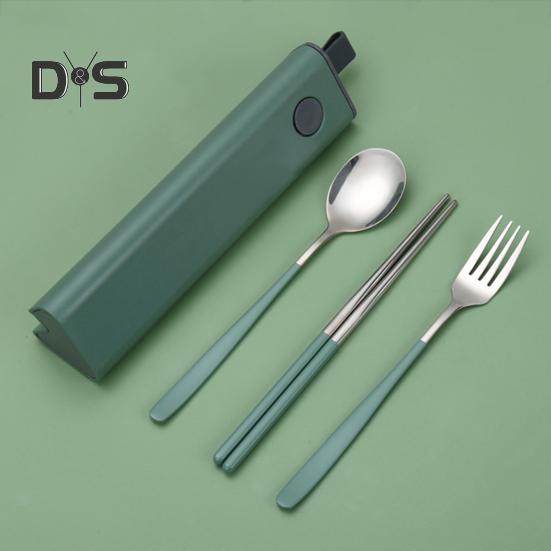 Travel Utensil Set Stainless Steel Fork And Spoon with Case Portable Tableware Set Smooth Edge Flatware Set for Office School Camping