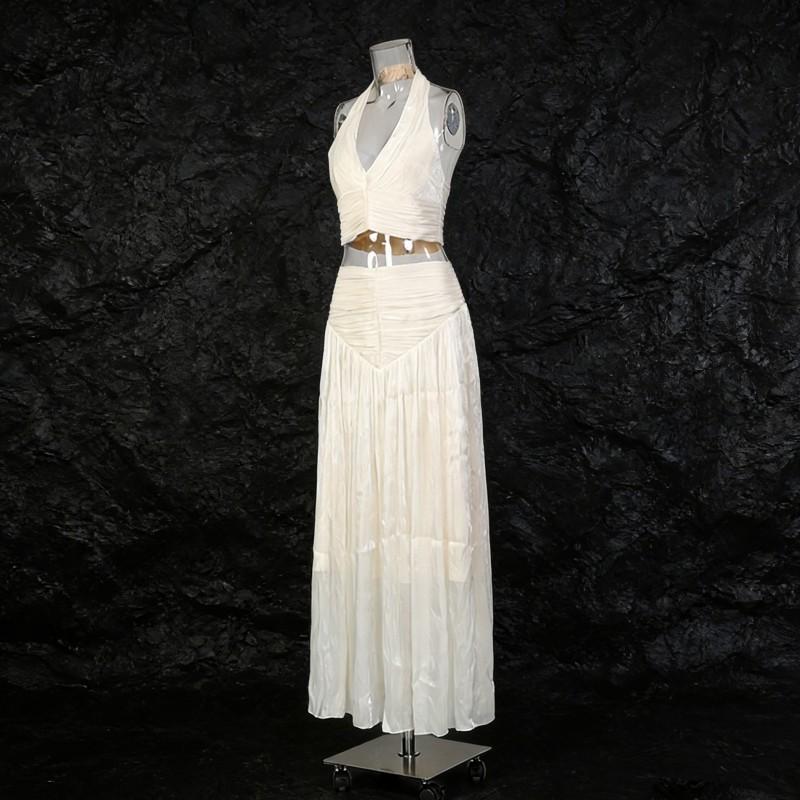 French Temperament Gentle Style Suit Women's Neck Sleeveless Top + Pleated Skirt Two-piece Set