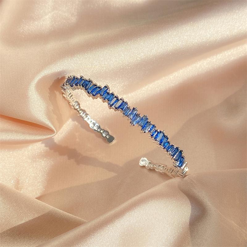 ZAKOL Fashion Cubic Zirconia Cuff Bangles for Women Trendy Baguette Men Open Bracelet Party Jewelry B154