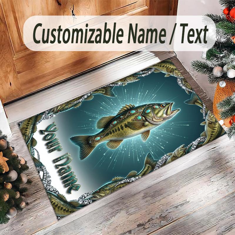 Mermaid Theme Crystal Velvet Floor Rug Personalized Custom Name Text Warm Carpet Home Decoration