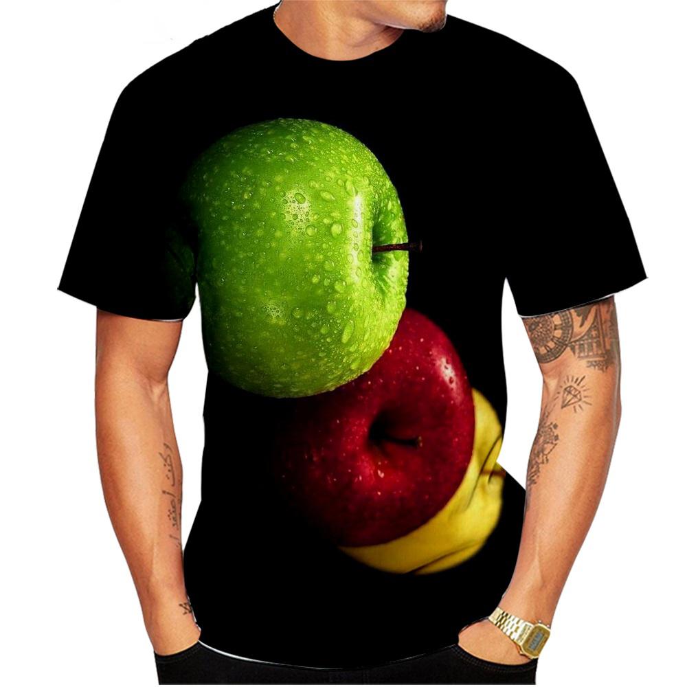 

Фрукты Яблоко 3D-принт Летние Мужские Футболки с Коротким Рукавом Повседневные Футболки Оверсайз Харадзюку XS