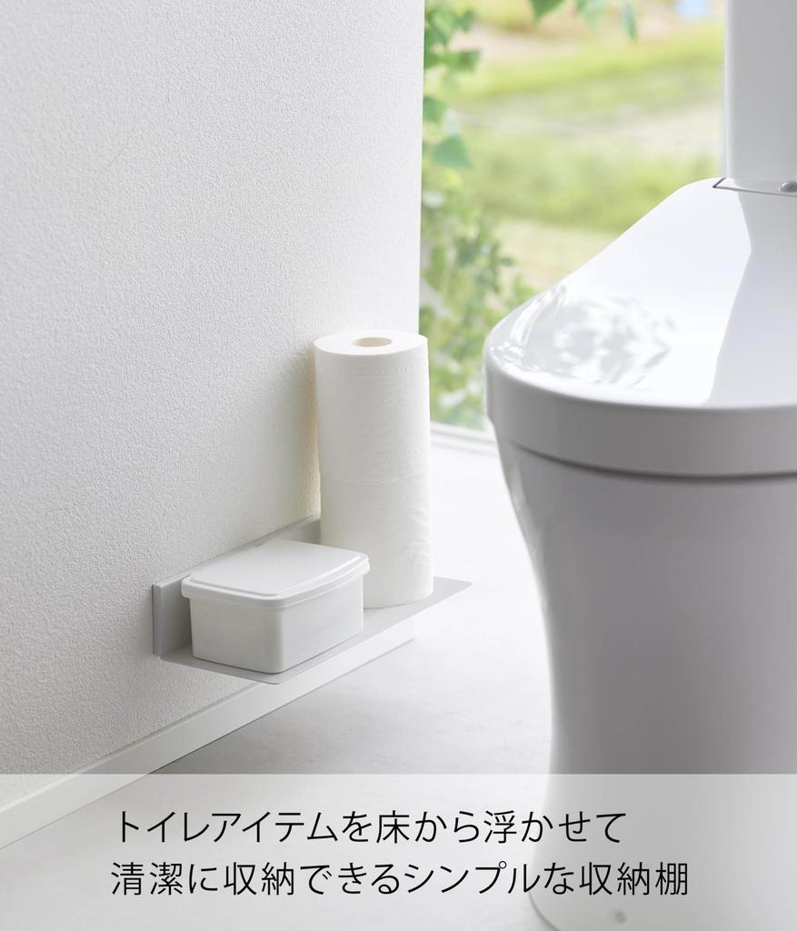 Yamazaki Tower Floating Toilet Compatible with Gypsum Board W30 x D13 x Gypsum Board Tweezers and Wood Model 2103 Shelf, White, Walls, Approx. H6.5cm