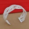 Women Vintage Woven Bracelet Silver Plated Copper Bangle Girls Ethnic Style Wristband Wrist Jewelry