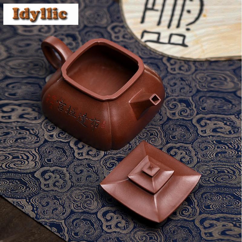 380ml Yixing Purple Clay Teapots Master Handmade Potala Palace Pot Raw Ore Di Cao Qing Mud Tea Soaking Kettle Zisha Tea Set Gift