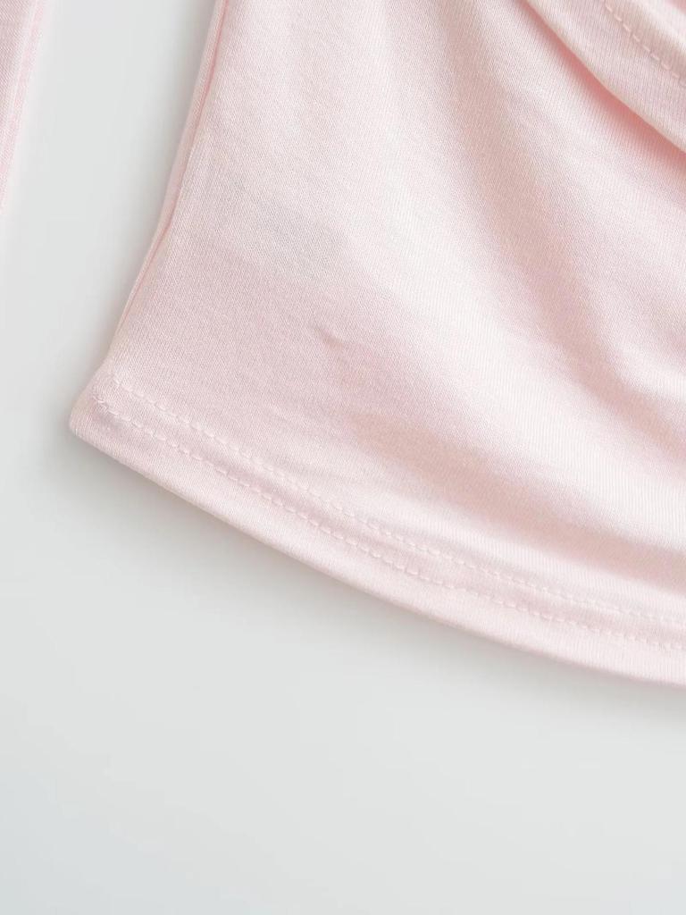 American Spicy Girl One-Shoulder Long Sleeve Pleated Crop Top - Women's Spring/Autumn Sexy Base Layer