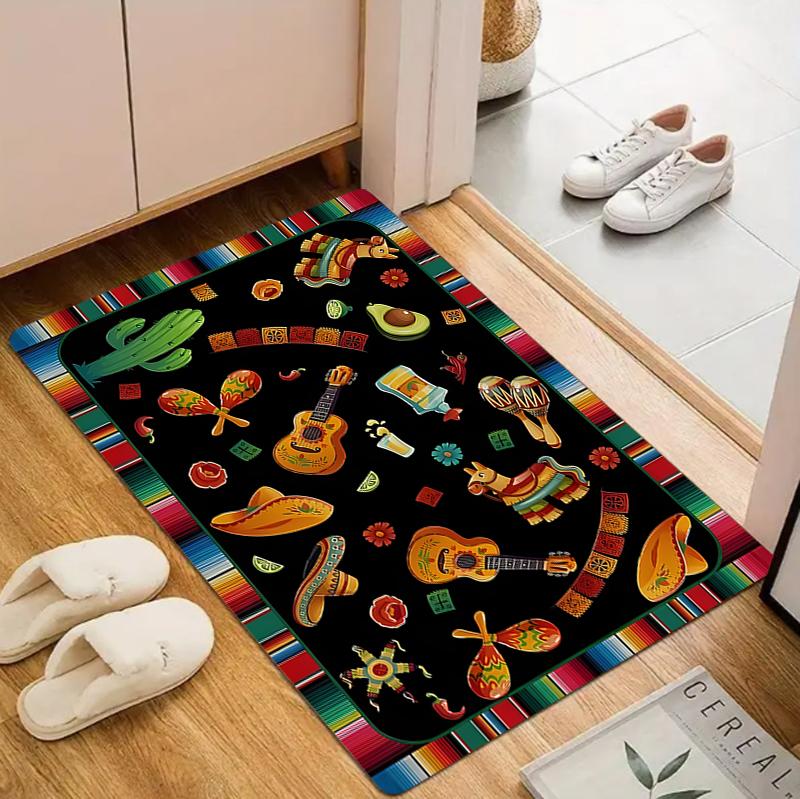 

Cactus Guitar Pattern Doormat Colorful Fiesta Style Carpet Mat Rug Home Decoration ForLiving Room Bedroom Entrance Floor Decor 40cm x 60cm
