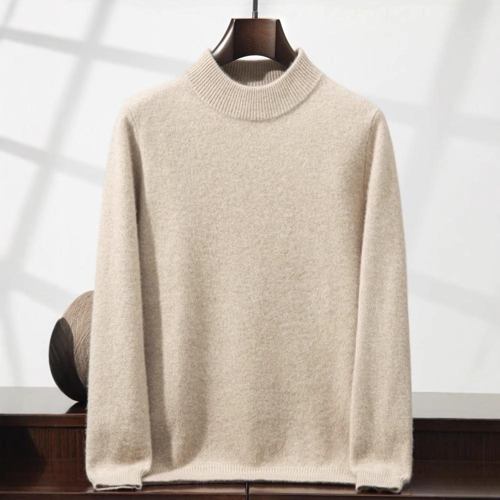 Men's Half-High Collar Thickened Cashmere Sweater - Soft Seven-Gauge Knit for Autumn/Winter