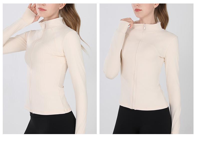 Women's Slim Fit Stand Collar Fitness Jacket and Yoga Pants Set for Autumn/Winter