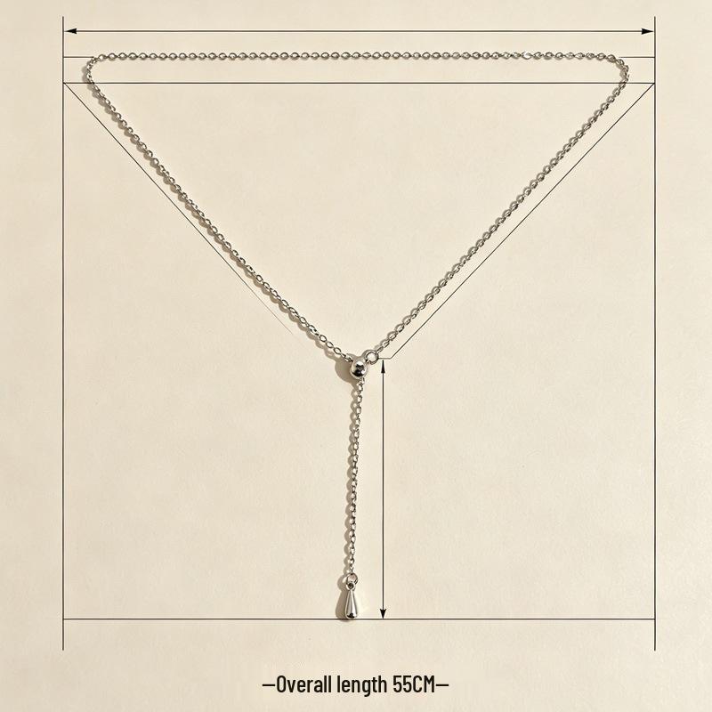Korean Minimalist Silver Water Drop Y-Shaped Clavicle Necklace