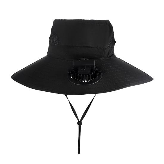 

Sun Hat Unisex Ventilated Bucket Hat with Built-in Battery Panel Adjustable Wide Brim Anti-UV Hat Breathable Hiking Fishing Bucket Hat A чорний
