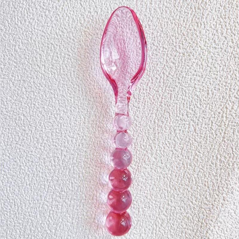 Glass Beads Pastry Glass Tableware Spoon Fork Creative Primary Color Pink Green Glass Spoon Spoon Household