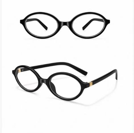 

1 Pair Elegant Oval Fashion Decorative Flat Lens Eyeglasses ivory color чёрный