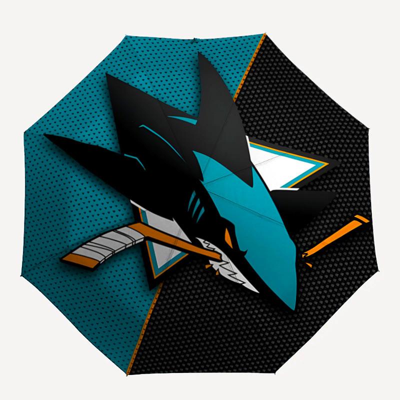 1pc Sharks Automatic Umbrella - 8-Rib Portable Folding Black Iron Frame for Outdoor, Beach, Travel, Beach Umbrella,056