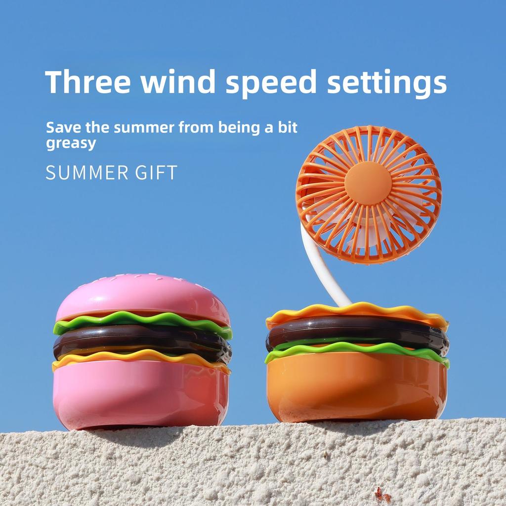Hamburger Charging Desktop Fan USB Storage Student Desk Fries Small Fan Cute Desktop Small Ornament