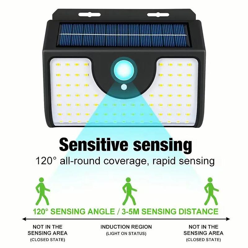 IP65 Waterproof 134LED Solar Motion Sensor Wall Light 3 Sides Outdoor Security Lamp for Yard Garden Garage Pathway Decor