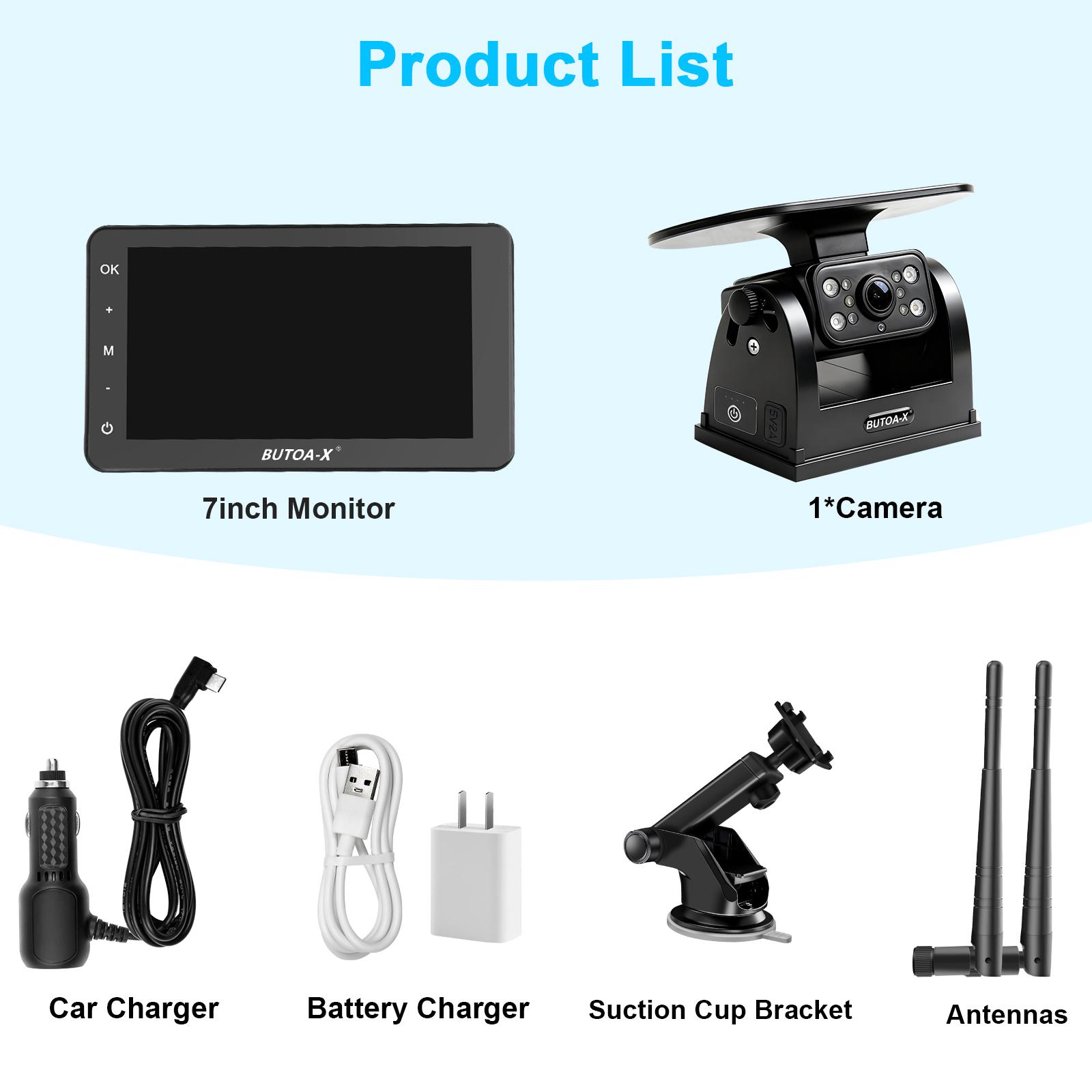 

7 Inch Magnetic Solar Wireless Backup Camera Wifi Monitor 1 Min Easy Install for Car Truck RV Waterproof Rear Side Cameras 1cam monitor