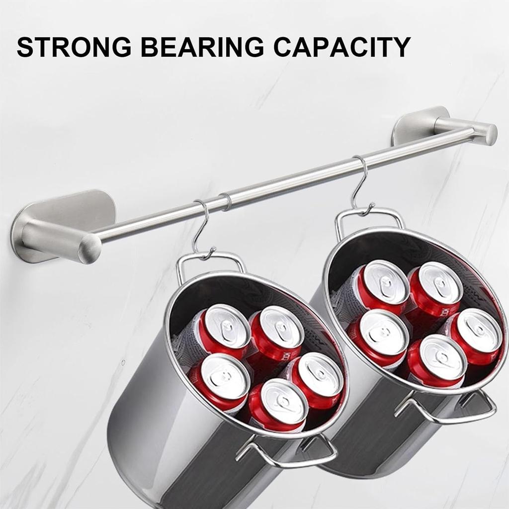 Stainless Steel Towel Bar Retractable Wall Mounted Towel Rack Rustproof Towel Organizer Rod for Bathroom Kitchen Accessories