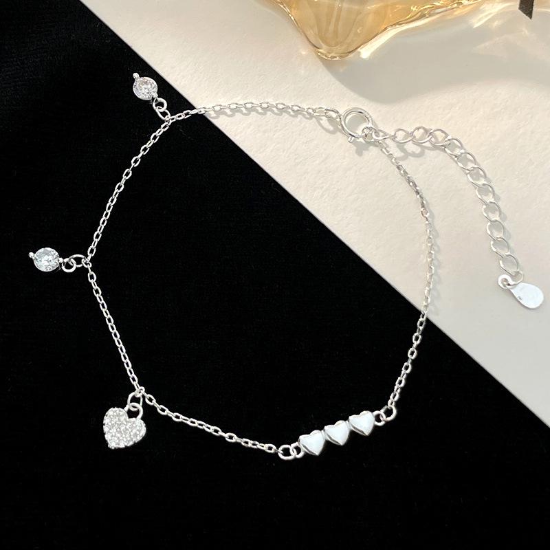 

Серебряный браслет Banyan Tree S925 в виде сердца с бриллиантами - Корейский милый дизайн для женщин и девушек 925 Silver