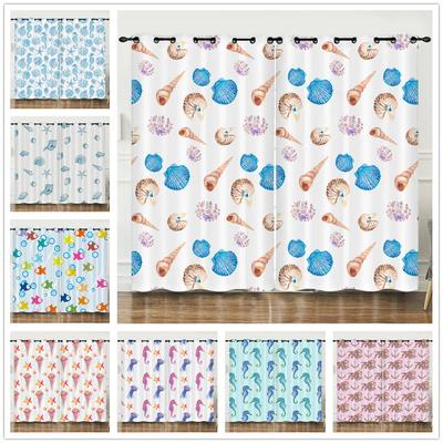Curtain Cartoon Marine Life Jellyfish 3D Digital Printing Blackout Curtain Punching