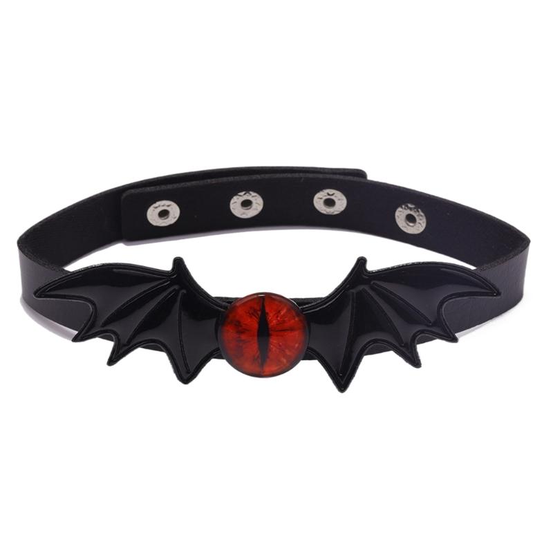 

Кожаный чокер с летучей мышью, Кожаное колье-ошейник для женщин Хэллоуин Косплей чёрный