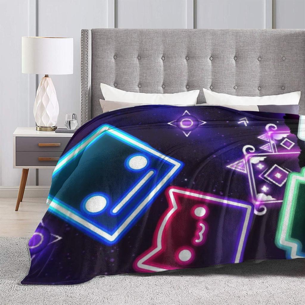 Geometry Dash Gaming Game Plush Blankets Warm Soft Flannel Throw Blanket Kids Couch Chair Quality Bedspread Gift Idea