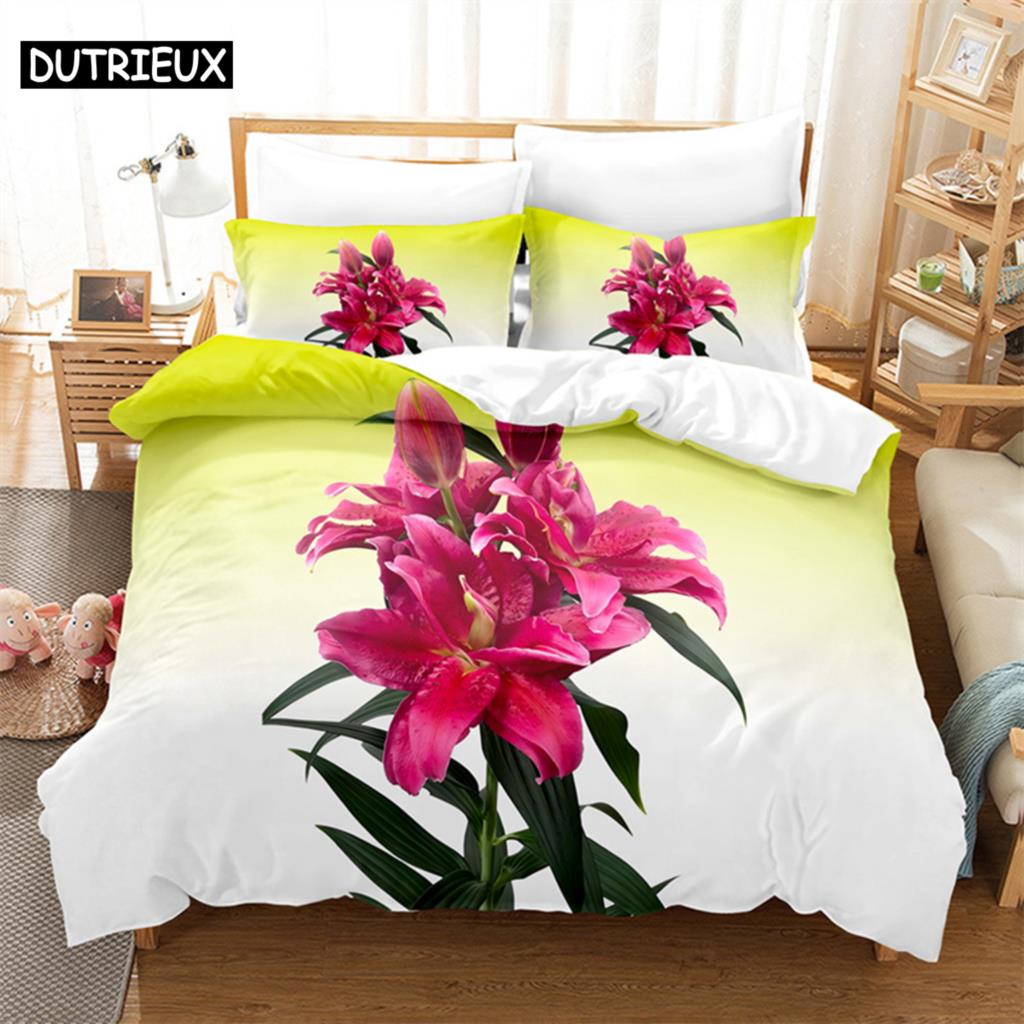 Comforter Pink Rose Queen Bedding Set Lovers Kids Bedding Digital Printing King Size Bedding Set