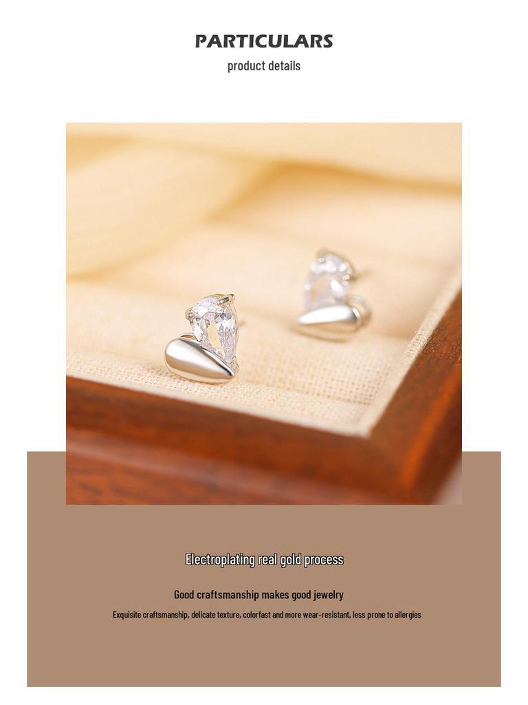 S925 Silver Needle Zircon Heart Stud Earrings - 2025 Hot-Selling High-End Collection for Autumn/Winter