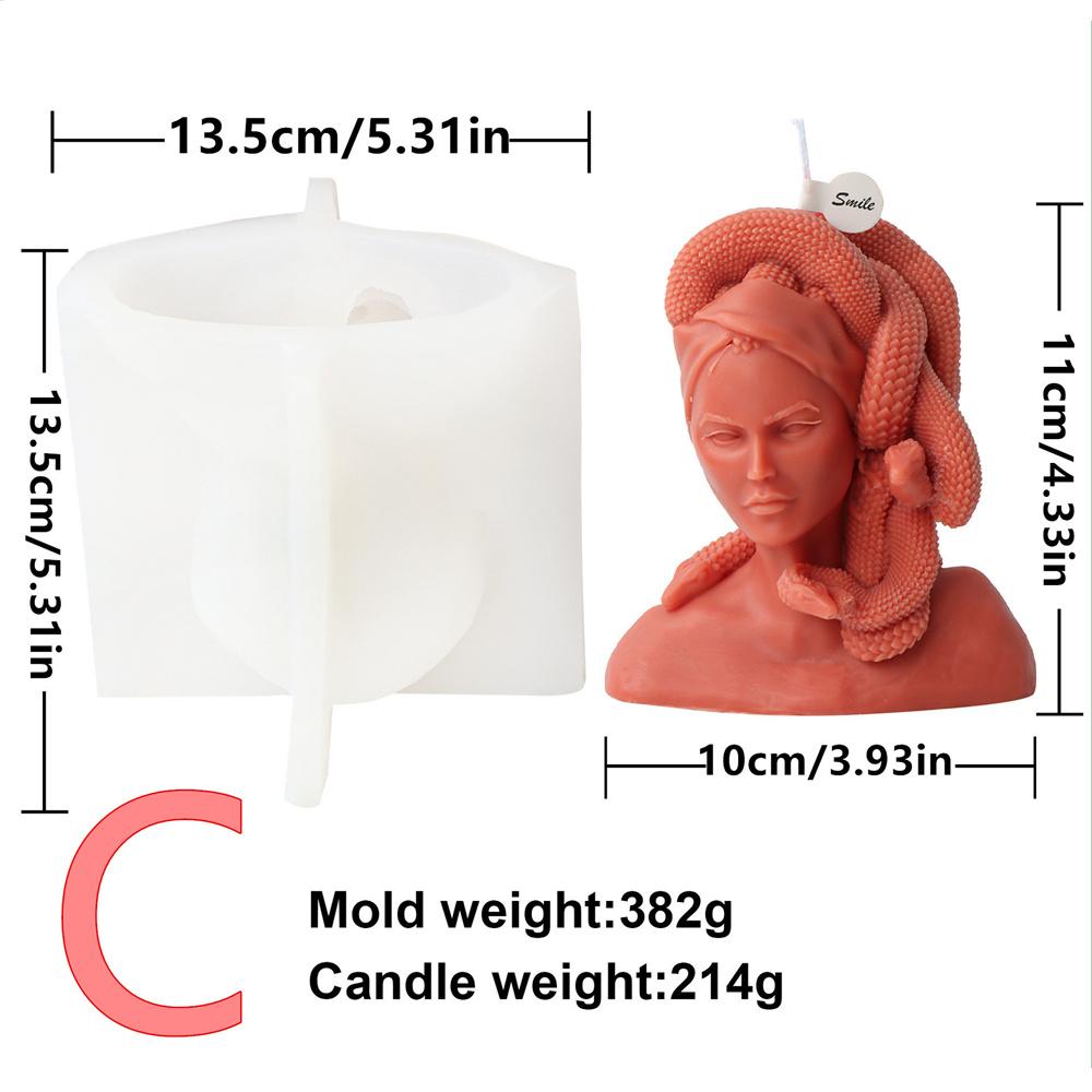 1pc Silicone Mold Medusa Candle Mold Sculpture Body Snake Hair Figure Wax Candles Silicone Mold Decoration Epoxy Resin Mol