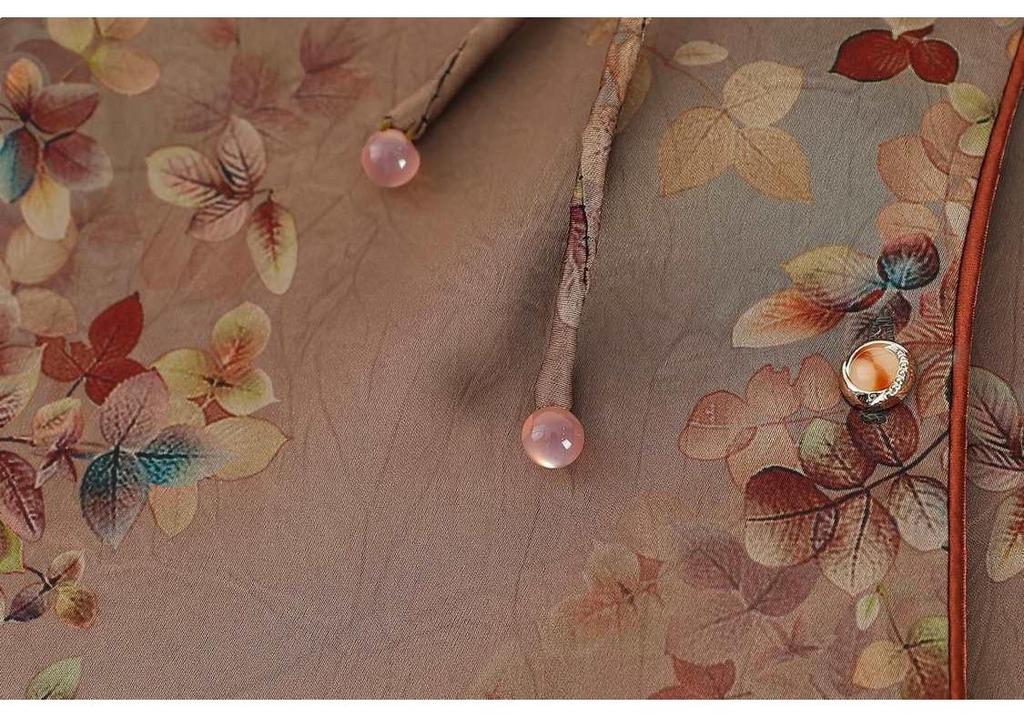 Elegant Spring Blouse for Middle-aged & Elderly Women - Chinese Style Mother's Top