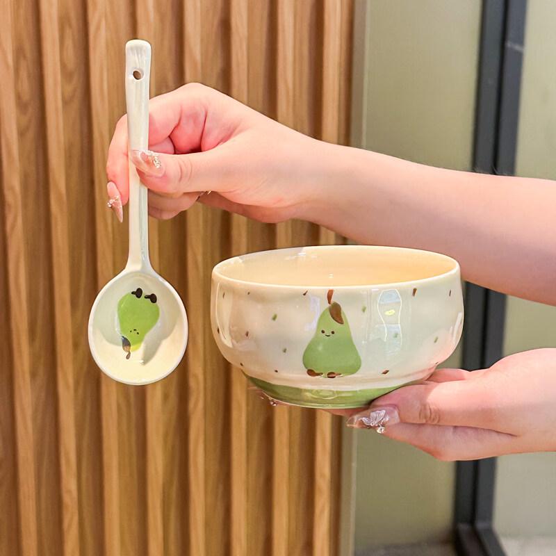 Green Pear Ceramic Rice Bowl