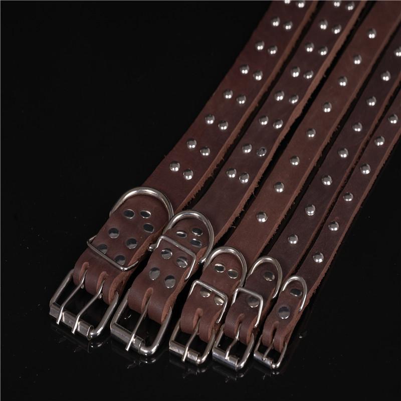 

Ошейник с шипами из коровьей кожи, ошейник для собаки против укусов, товары для питомцев, накладка на шею из коровьей кожи S（