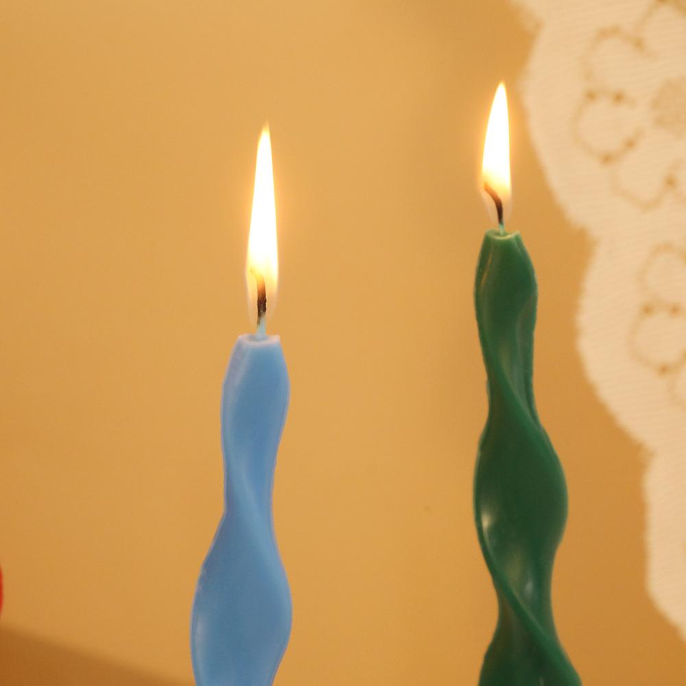 25cm Classic Colorful Threaded Long Rod Candle Household Creative Odorless Twisting Rod Wax