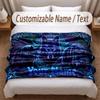 Wolf Theme Soft Blanket Personalized Custom Name Text Print Warm Blanket Home Sofa Bedroom Decor