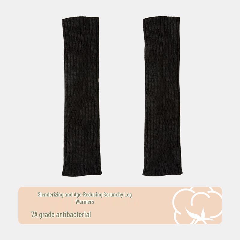 Gray Women's Slouchy Knit Leg Warmers, Spring & Autumn Style Long Socks, Y2K Calf Socks for Mary Jane Shoes.