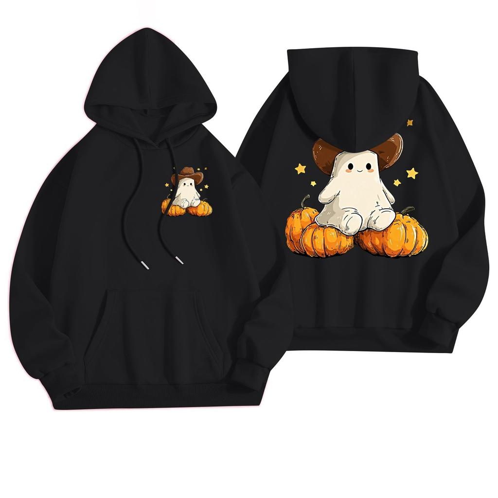 Women's Casual Fashion Halloween Printed Leisure Hooded Sweatshirt With Pockets