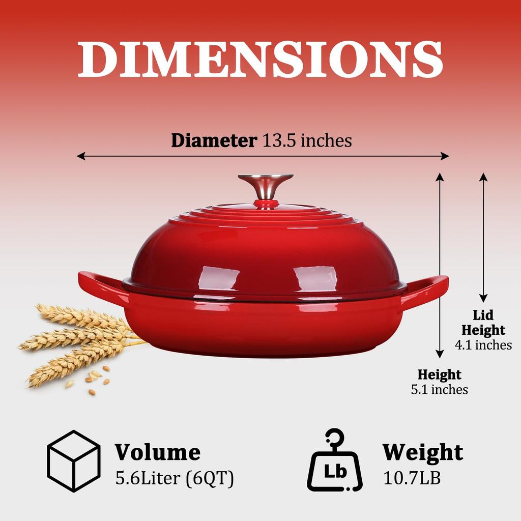 סיר יציקה מצופה אמייל סיר הולנדי לתבנית לחם עם מכסה 10 אינץ תנור לחם יציקה תבנית אפייה מחמצת סיר הולנדי לכלי בישול לחם
