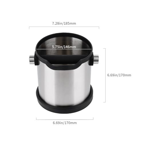 Watchget Knock Box, Kaffeesatzbehälter, Knock Box, Kaffeesatz-Eimer, Große Kapazität 1,8L, Abnehmbarer Edelstahl, für Heim- und Gewerbegebrauch, S