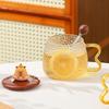 Capibara glass cup high temperature resistant mug with lid spoon summer cup girls home breakfast