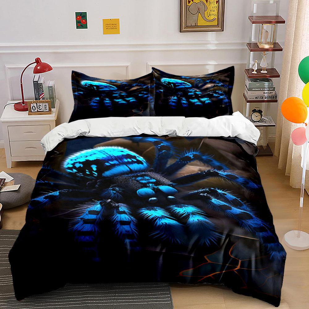 Glowing blue spider design. Bedding sets Duvet cover sets Duvet covers Pillowcases(1 * Duvet Cover 2 * Pillowcases without duvet insert) 135x200cm