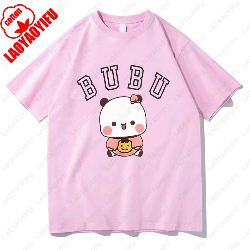 Kawaii Bubu Dudu Panda Bear Graphic T-shirts Summer Women/Men Cotton Tees Cartoon Cute Printing Couple Tshirts Casual Girls Tops