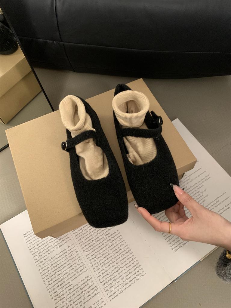 Flat-soled single shoes, evening shoes 2025 winter Mao Mao shoes, soft-soled comfortable Doudou shoes