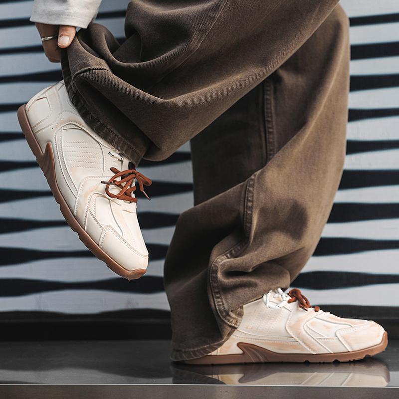 Vintage Distressed Men'S Sneakers Casual Soft Comfort Breathable Non Slip Fashion Holiday Gifts Preppy All Season Walking