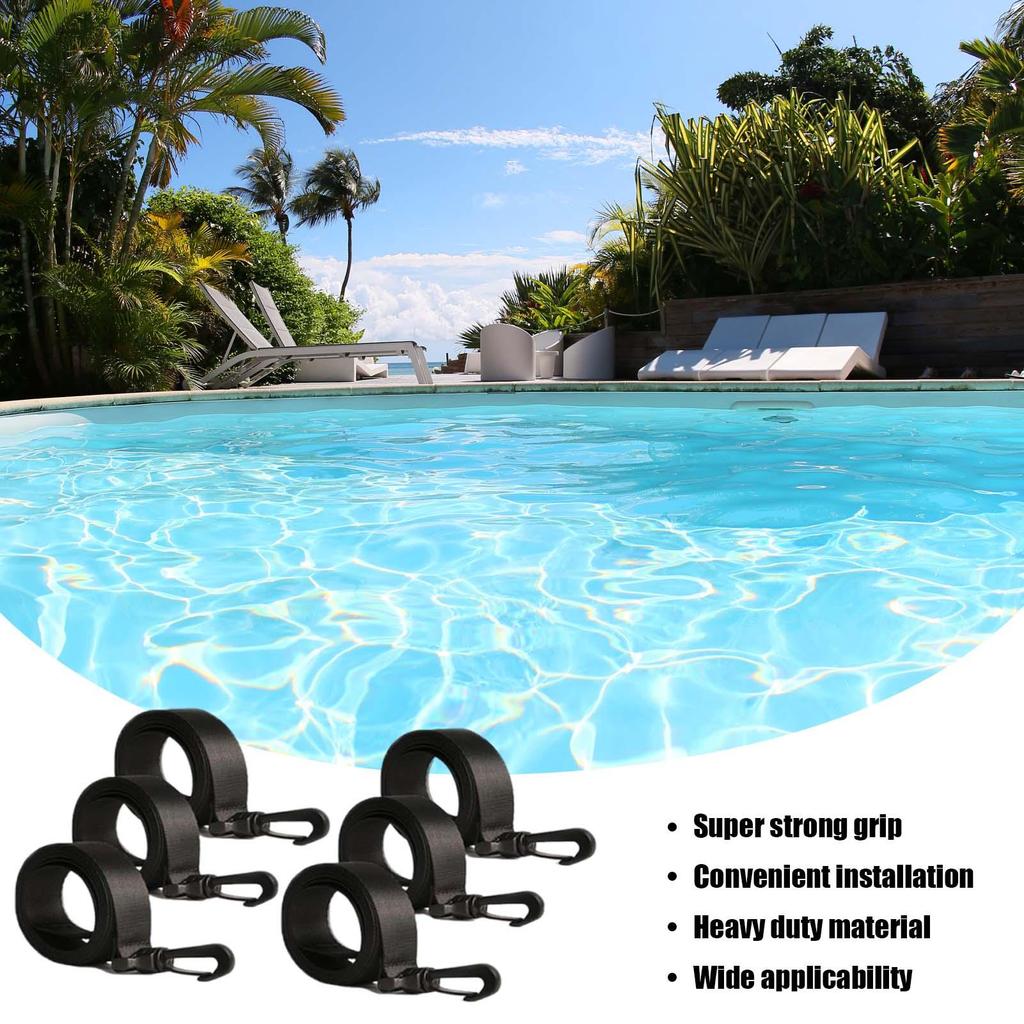 Kit di fissaggio per avvolgitore coperture solari 6 Pezzi Cinghie per coperture solari 6 Velcro 6 Clip Cinghie per coperture solari per piscine interrate