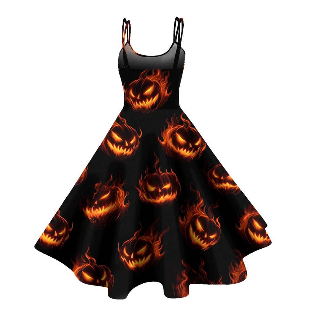 Dámské sexy šaty s potiskem Halloweenu, odhalující ramena, punkový vintage styl