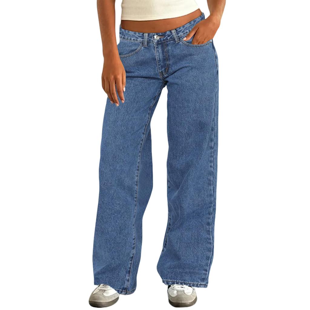 Dámské barevné džíny volné ležérní rovné široké kalhoty