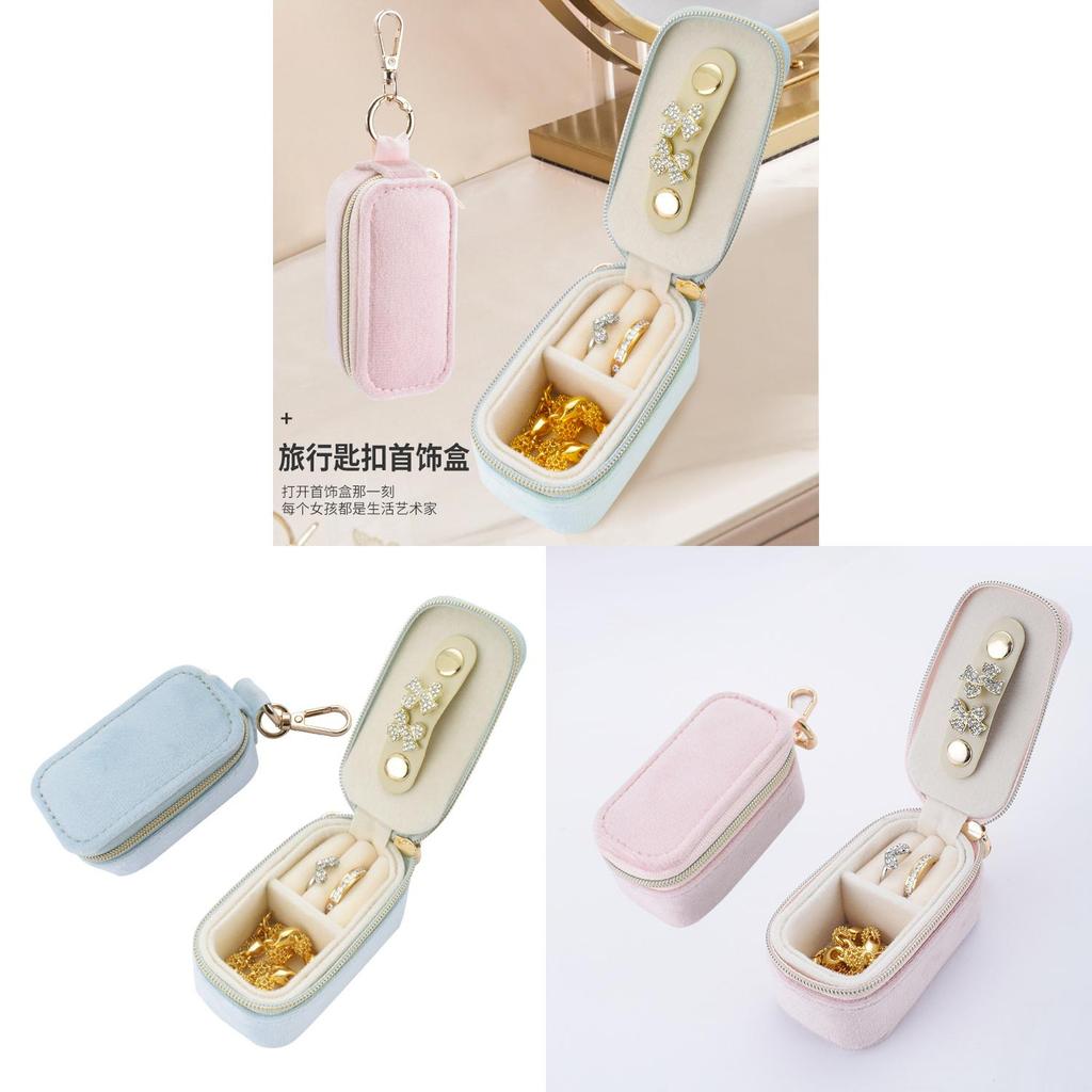 Novelty Hanging Keychain Jewelry Box With Velvet Storage For Travel And Gift
