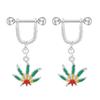 1 Pair Maple Leaf Dangle Straight Barbell Nipple Ring Red Yellow